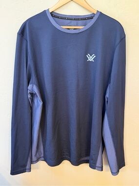 Vortex Core Logo Long Sleeve Moisture Wicking Grid Fabric Shirt Men’s Sz L Blue